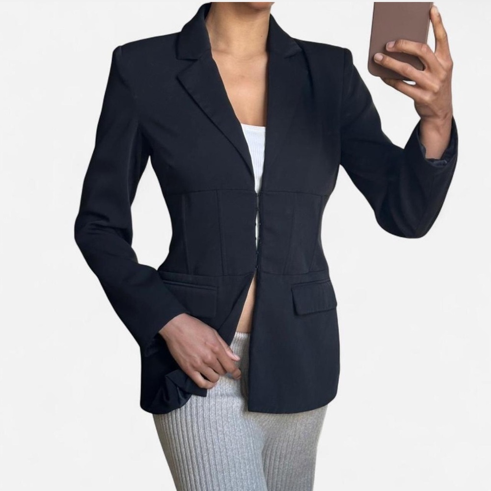 7 For All Mankind Black Tailored Blazer